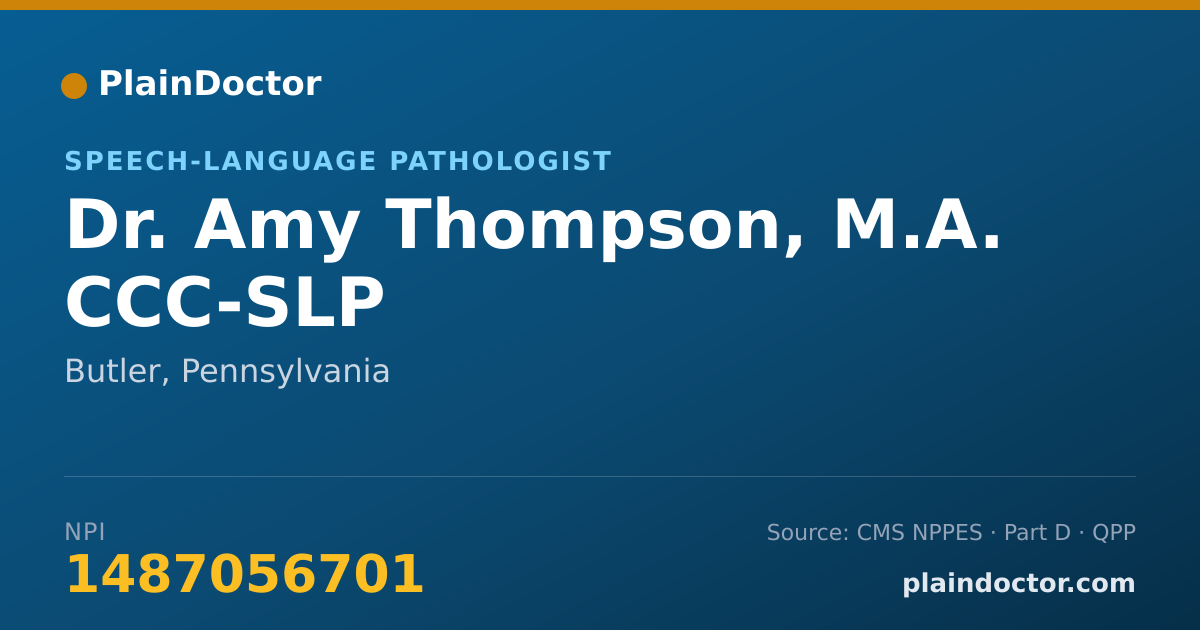 Shareable card for Amy Thompson, M.A.  CCC-SLP - Speech-Language Pathologist, Butler, PA
