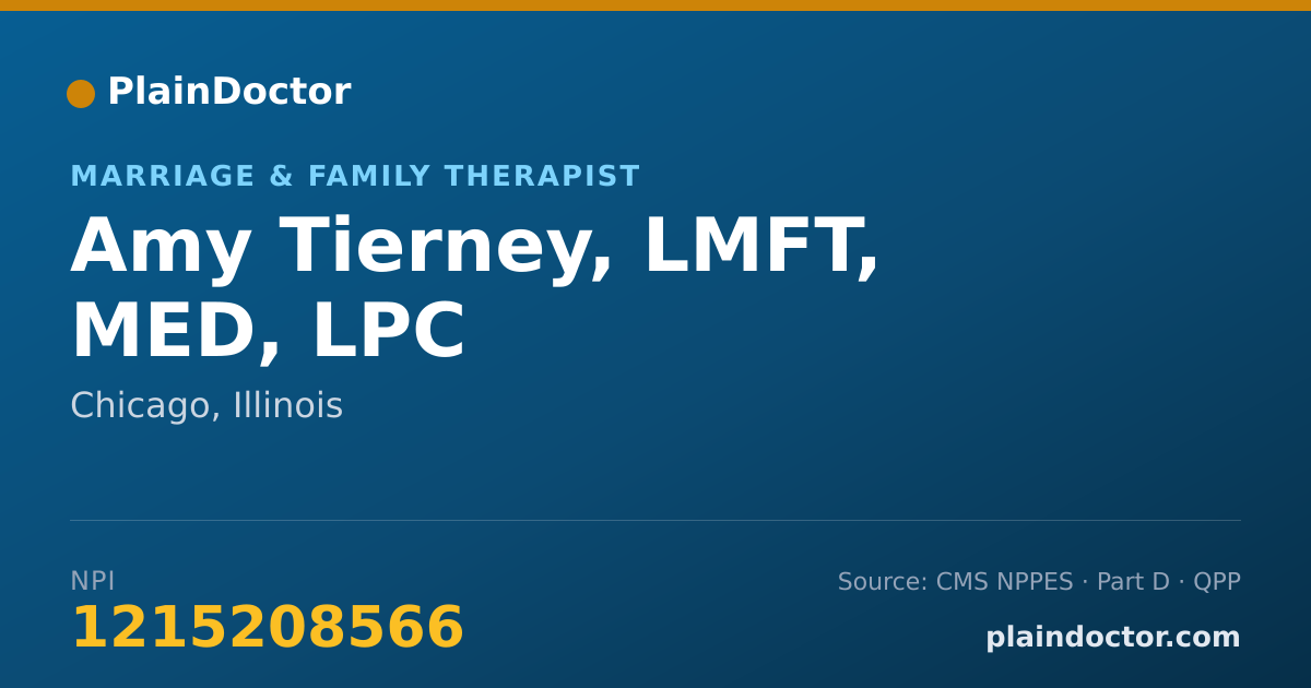 Shareable card for Amy Tierney, LMFT, MED, LPC - Marriage & Family Therapist, Chicago, IL