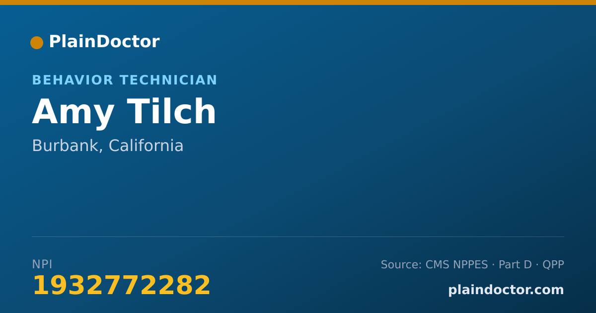 Shareable card for Amy Tilch - Behavior Technician, Burbank, CA
