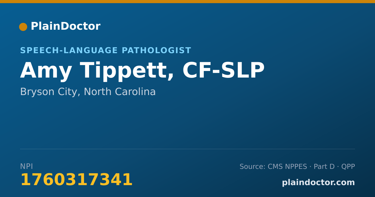Shareable card for Amy Tippett, CF-SLP - Speech-Language Pathologist, Bryson City, NC
