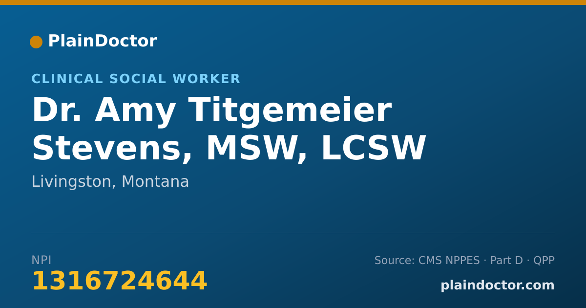 Shareable card for Amy Titgemeier Stevens, MSW, LCSW - Clinical Social Worker, Livingston, MT