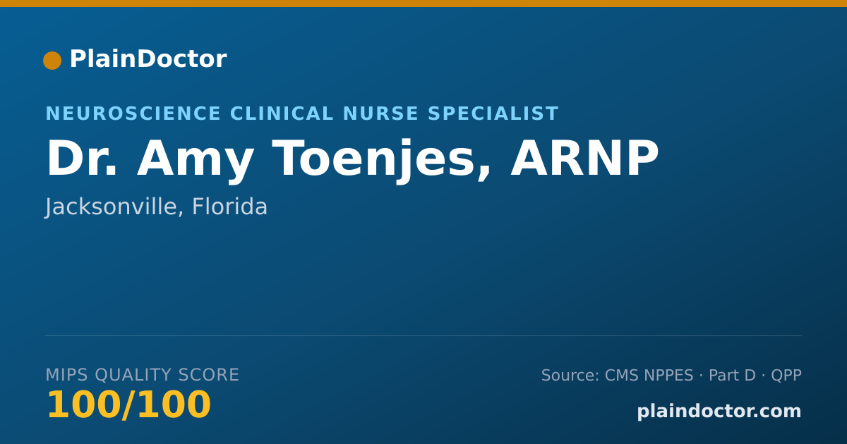 Shareable card for Amy Toenjes, ARNP - Neuroscience Clinical Nurse Specialist, Jacksonville, FL