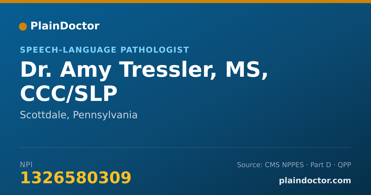 Shareable card for Amy Tressler, MS, CCC/SLP - Speech-Language Pathologist, Scottdale, PA