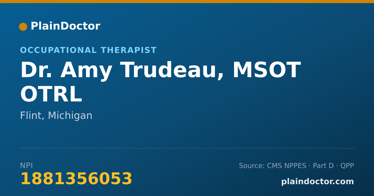 Shareable card for Amy Trudeau, MSOT OTRL - Occupational Therapist, Flint, MI