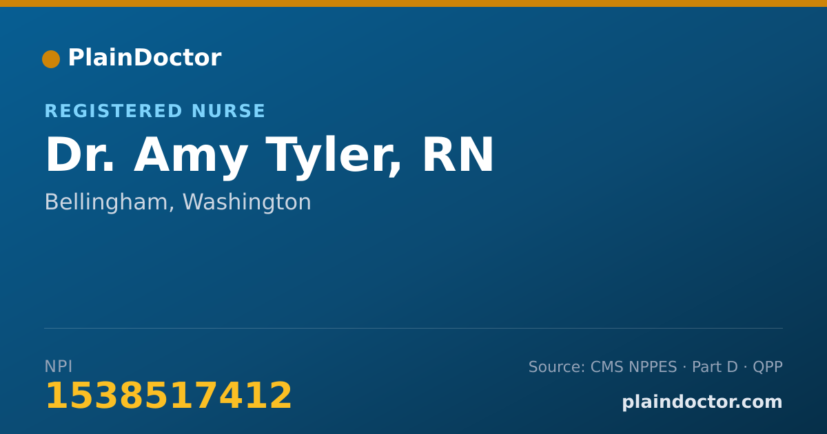 Shareable card for Amy Tyler, RN - Registered Nurse, Bellingham, WA