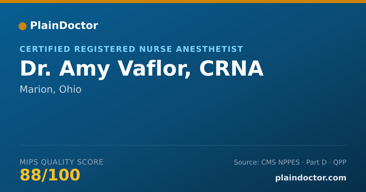 Shareable card for Amy Vaflor, CRNA - Certified Registered Nurse Anesthetist, Marion, OH
