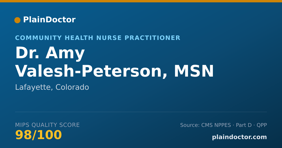 Shareable card for Amy Valesh-Peterson, MSN - Community Health Nurse Practitioner, Lafayette, CO