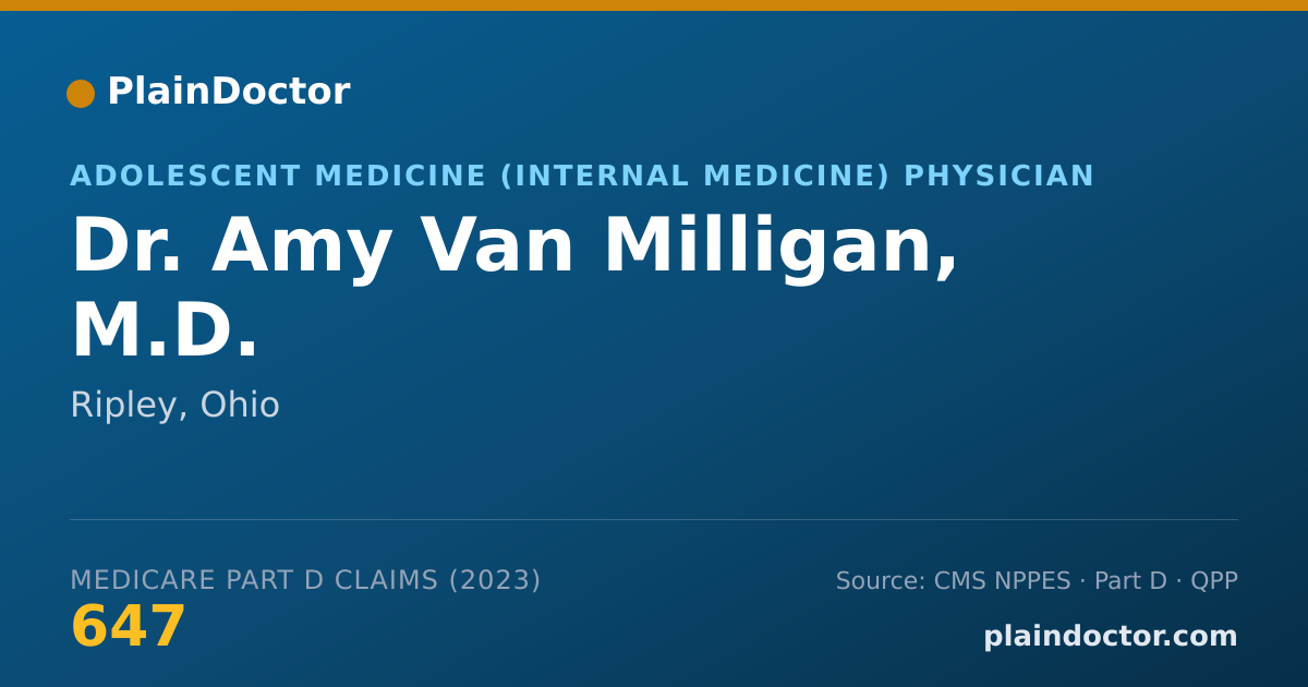 Shareable card for Amy Van Milligan, M.D. - Adolescent Medicine (Internal Medicine) Physician, Ripley, OH