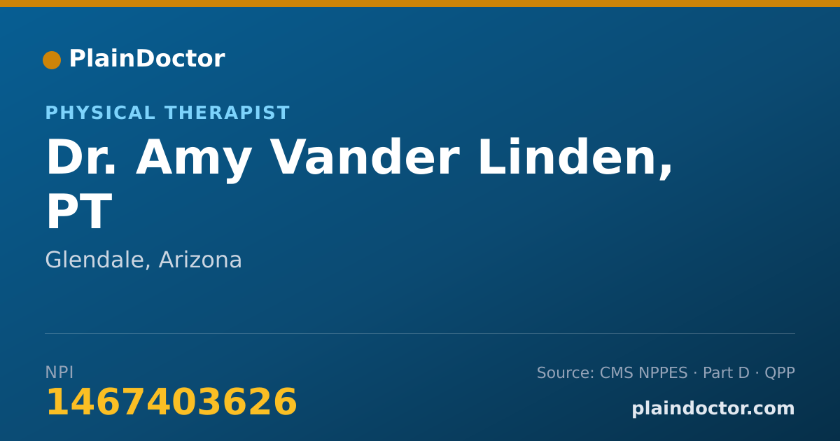Shareable card for Amy Vander Linden, PT - Physical Therapist, Glendale, AZ