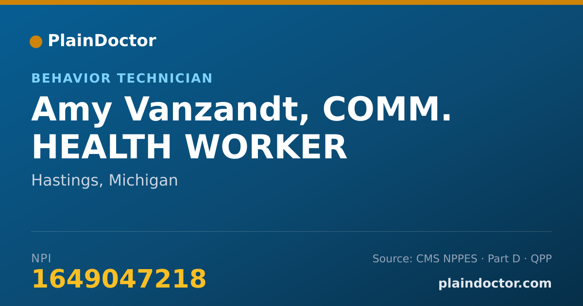 Shareable card for Amy Vanzandt, COMM. HEALTH WORKER - Behavior Technician, Hastings, MI