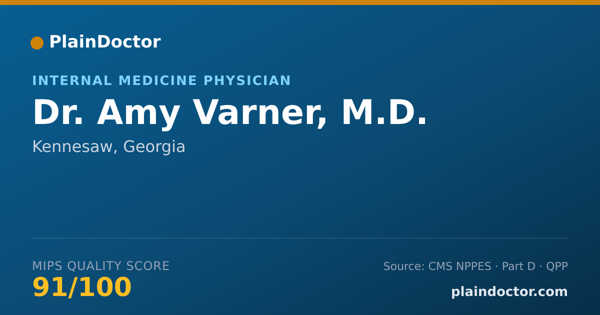 Shareable card for Amy Varner, M.D. - Internal Medicine Physician, Kennesaw, GA