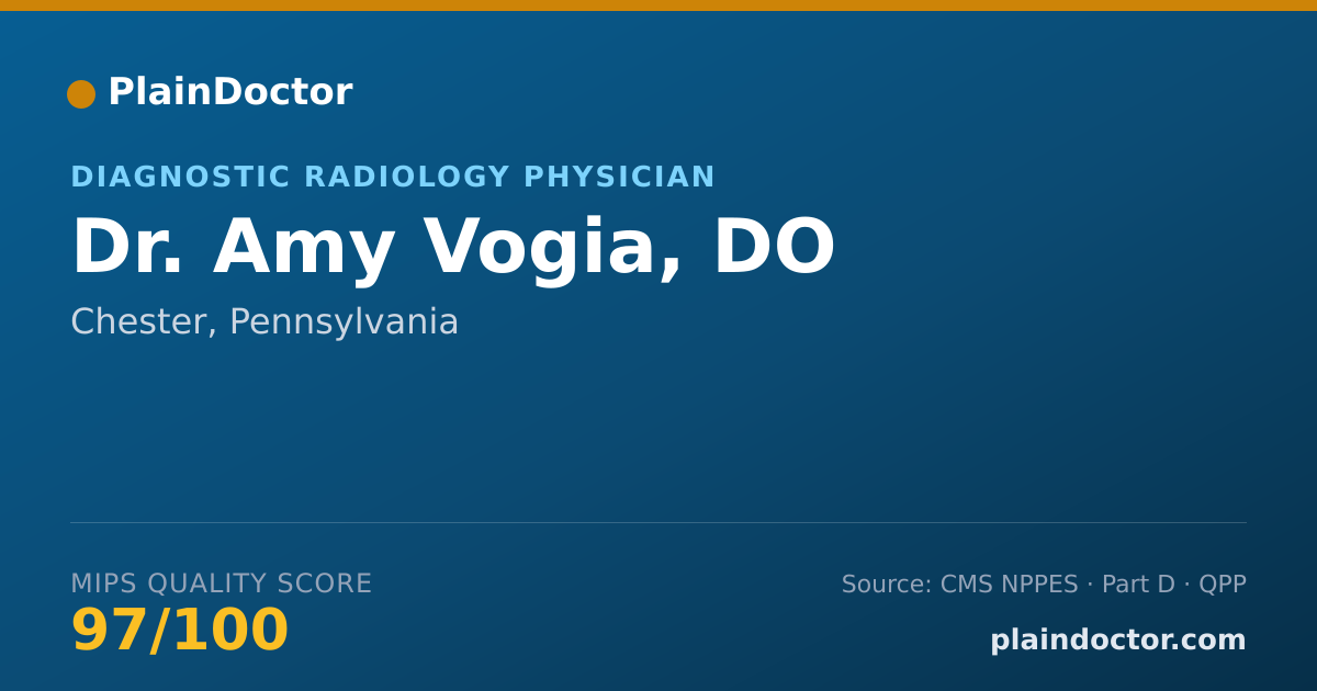 Shareable card for Amy Vogia, DO - Diagnostic Radiology Physician, Chester, PA