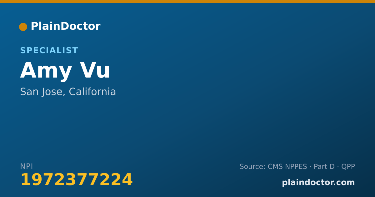 Shareable card for Amy Vu - Specialist, San Jose, CA