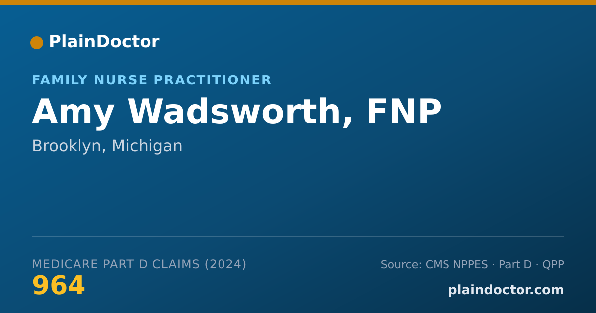 Shareable card for Amy Wadsworth, FNP - Family Nurse Practitioner, Brooklyn, MI