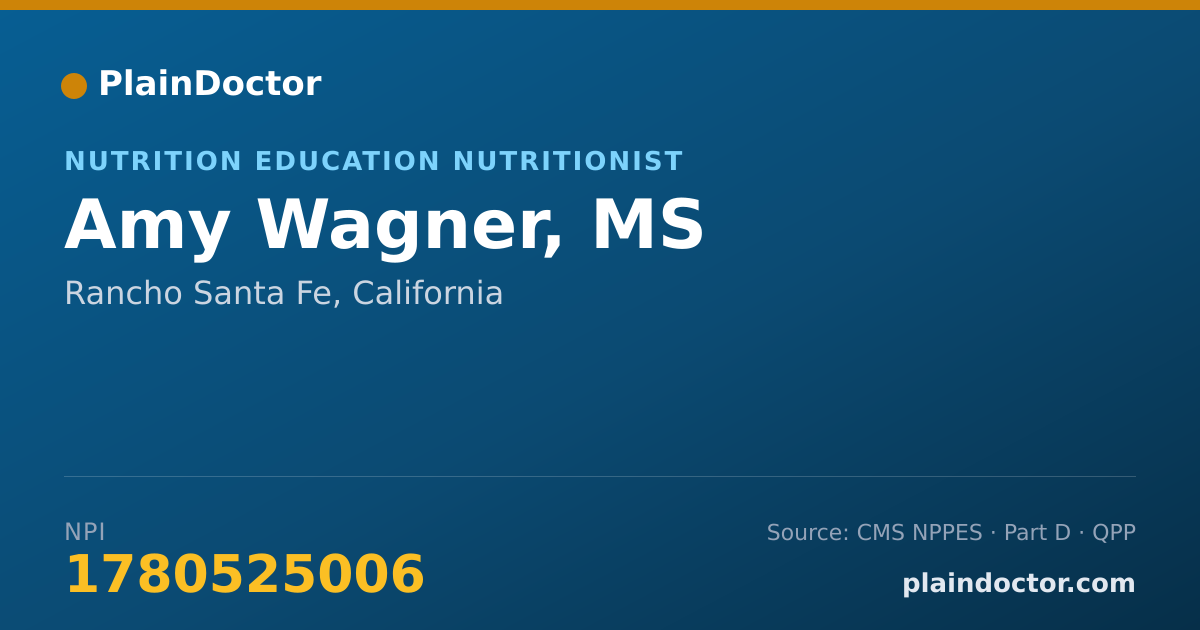 Shareable card for Amy Wagner, MS - Nutrition Education Nutritionist, Rancho Santa Fe, CA