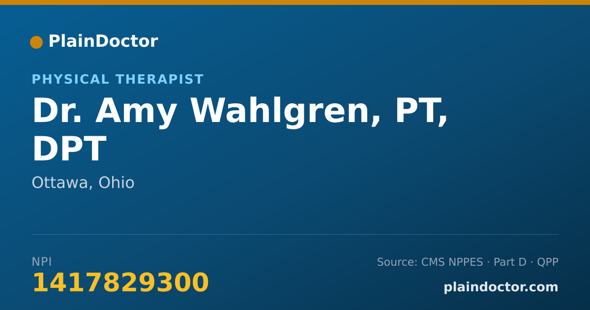 Shareable card for Amy Wahlgren, PT, DPT - Physical Therapist, Ottawa, OH