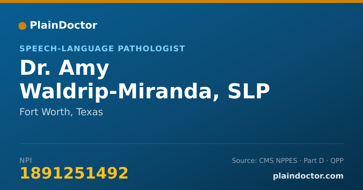 Shareable card for Amy Waldrip-Miranda, SLP - Speech-Language Pathologist, Fort Worth, TX