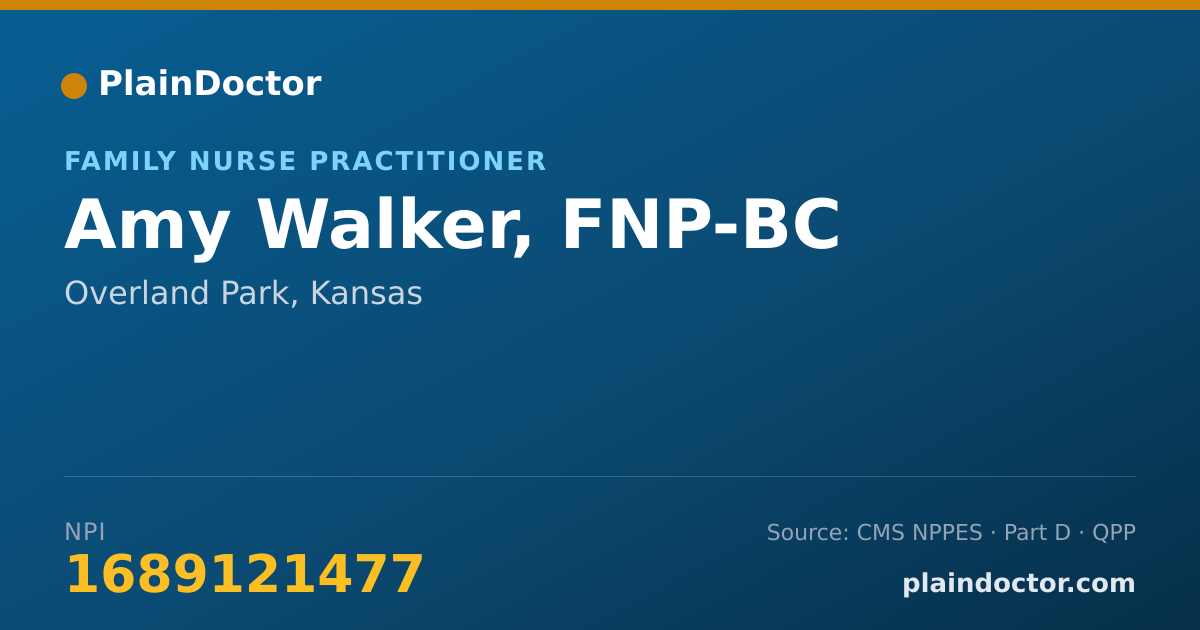 Shareable card for Amy Walker, FNP-BC - Family Nurse Practitioner, Overland Park, KS