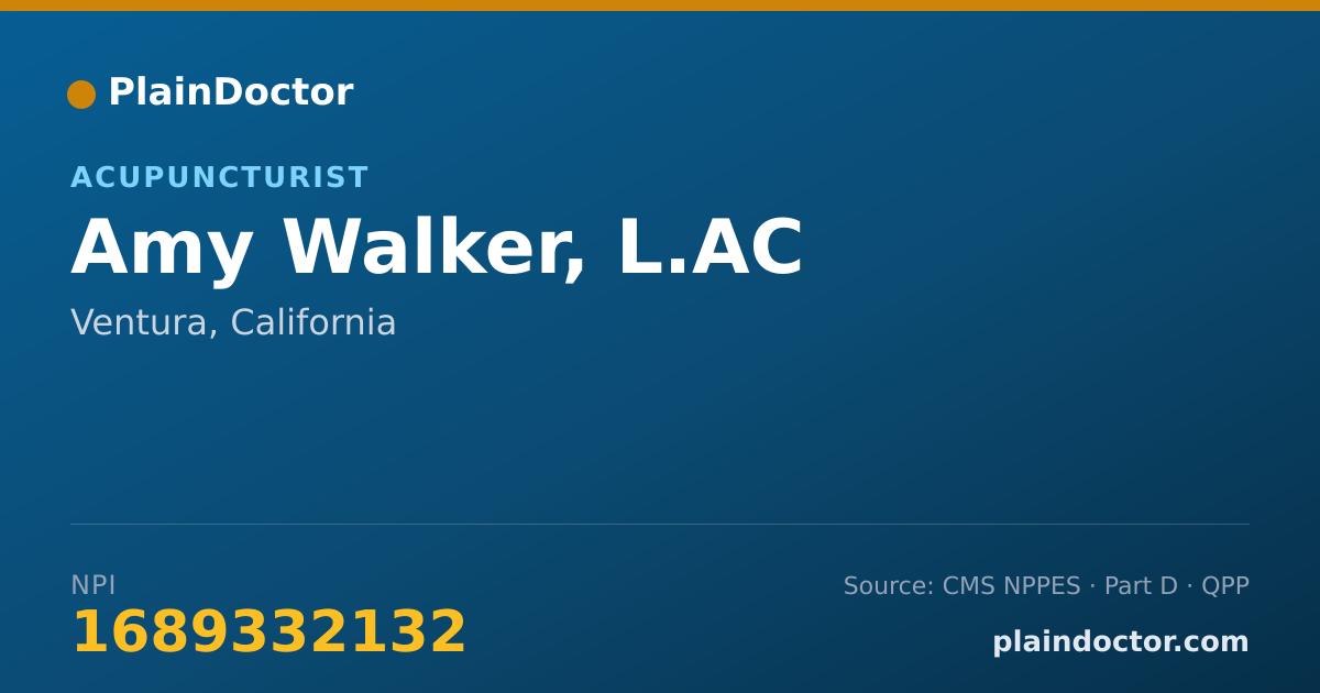 Shareable card for Amy Walker, L.AC - Acupuncturist, Ventura, CA