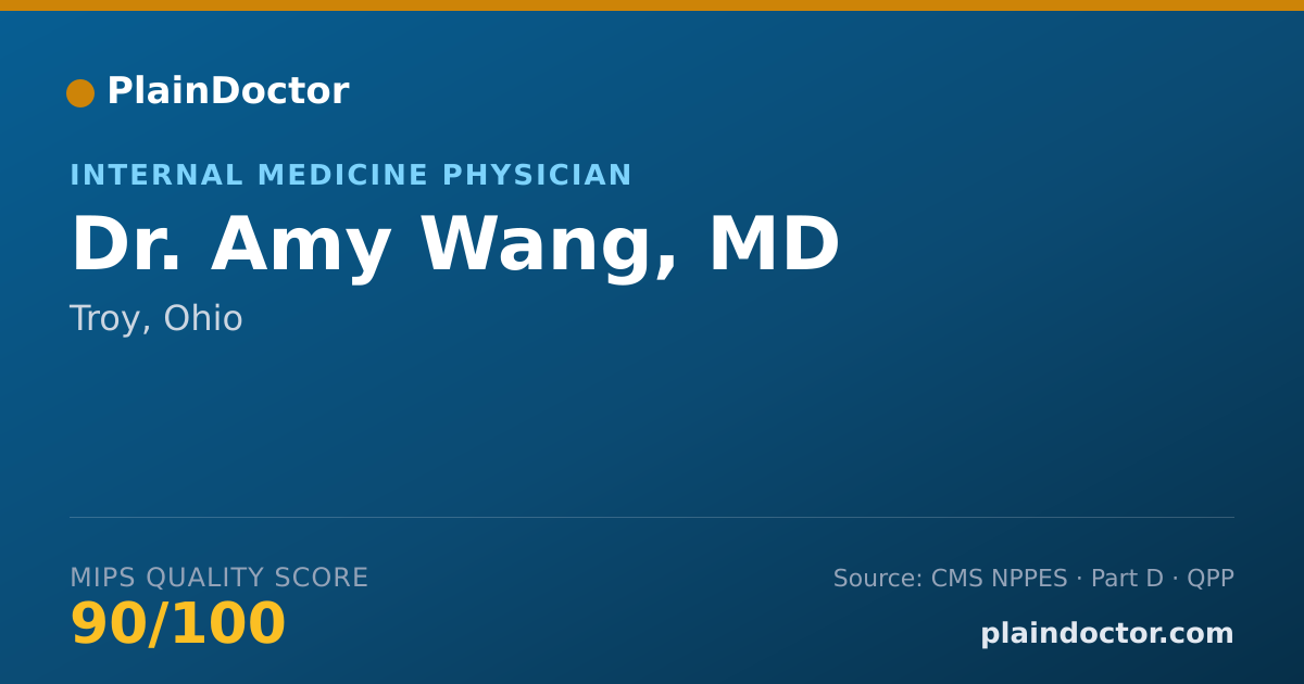 Shareable card for Amy Wang, MD - Internal Medicine Physician, Troy, OH