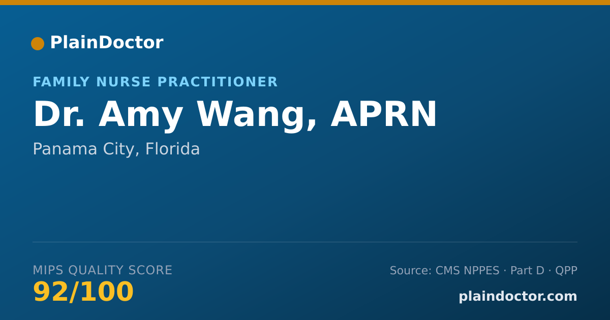 Shareable card for Amy Wang, APRN - Family Nurse Practitioner, Panama City, FL