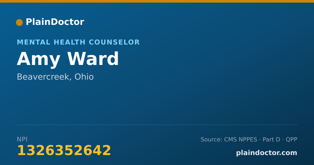 Shareable card for Amy Ward - Mental Health Counselor, Beavercreek, OH