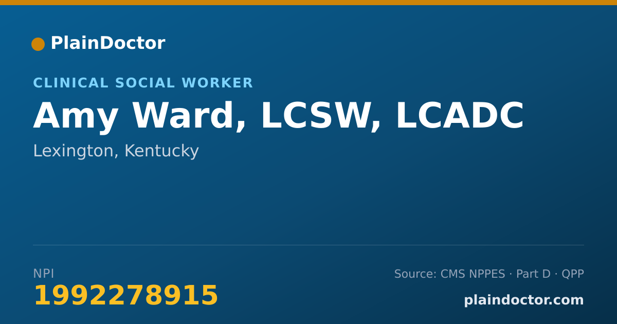 Shareable card for Amy Ward, LCSW, LCADC - Addiction (Substance Use Disorder) Counselor, Lexington, KY