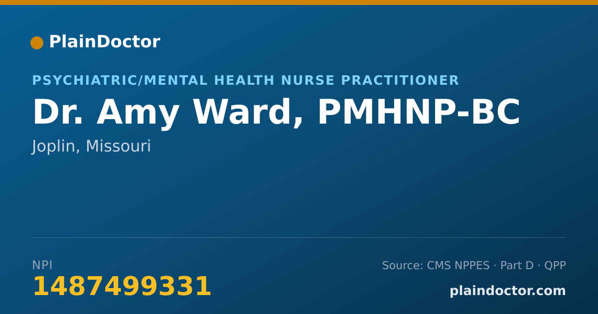 Shareable card for Amy Ward, PMHNP-BC - Psychiatric/Mental Health Nurse Practitioner, Joplin, MO