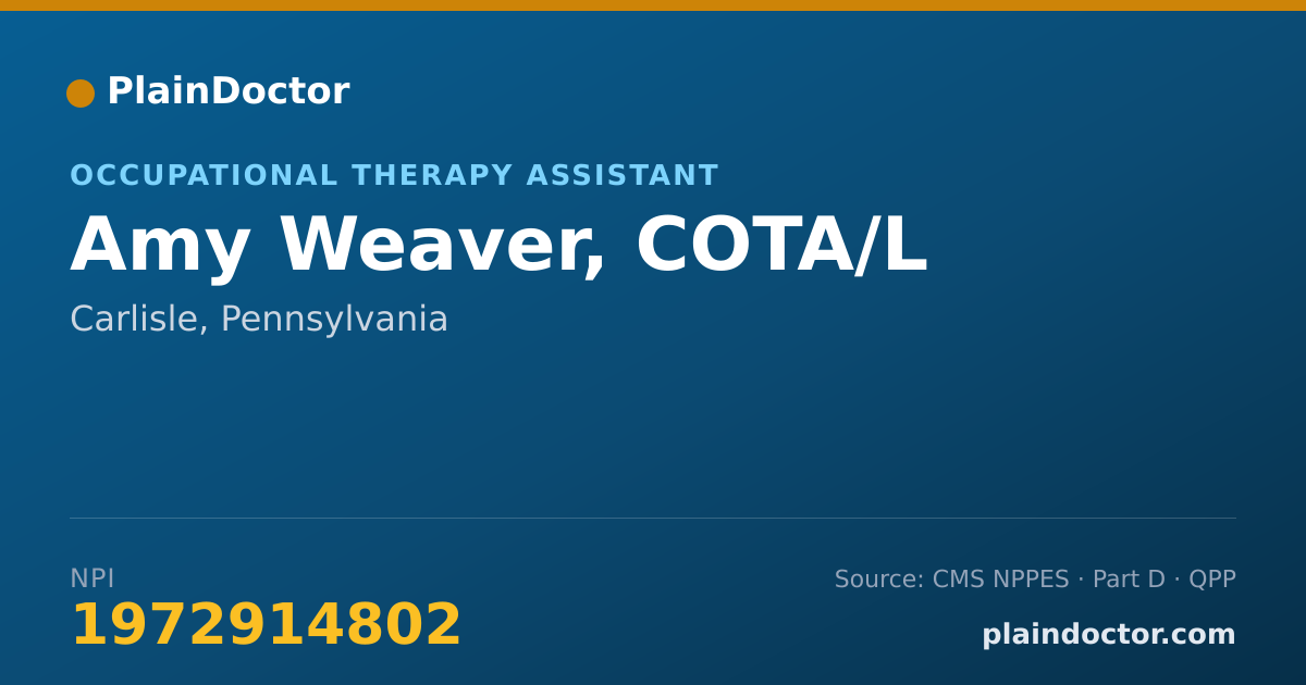 Shareable card for Amy Weaver, COTA/L - Occupational Therapy Assistant, Carlisle, PA
