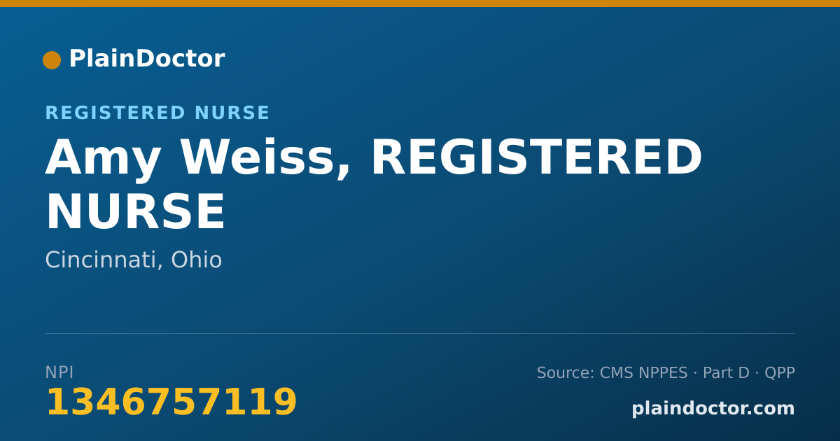 Shareable card for Amy Weiss, REGISTERED NURSE - Registered Nurse, Cincinnati, OH