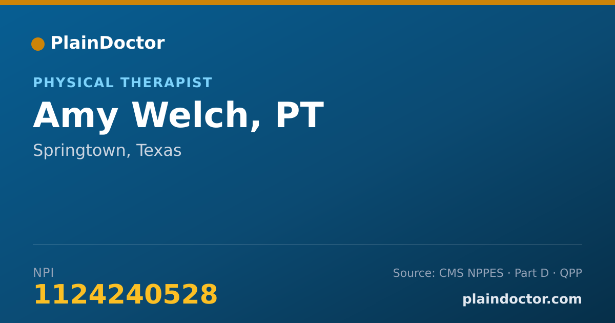 Shareable card for Amy Welch, PT - Specialist, Springtown, TX