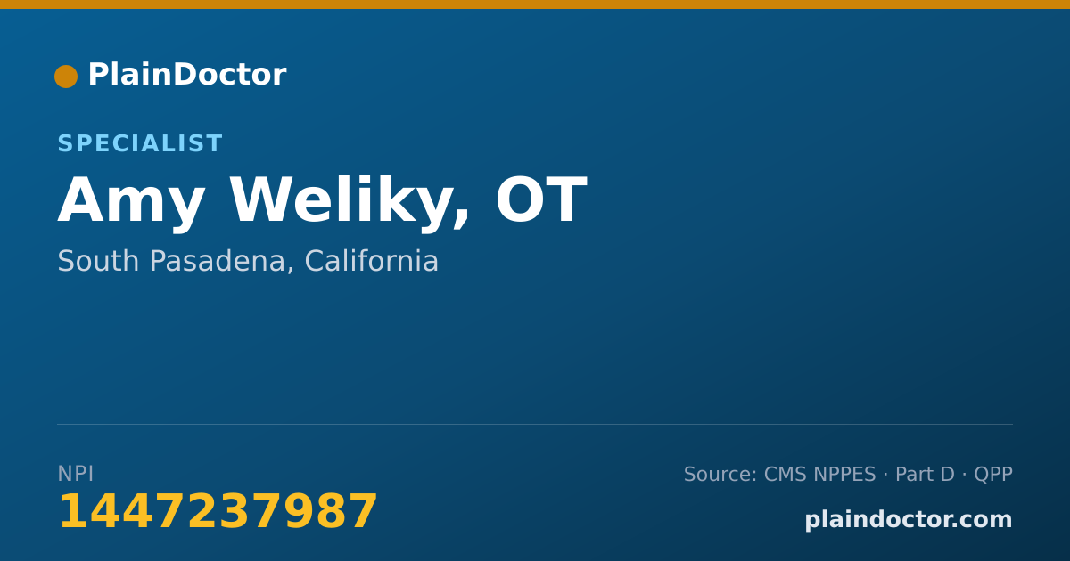 Shareable card for Amy Weliky, OT - Specialist, South Pasadena, CA
