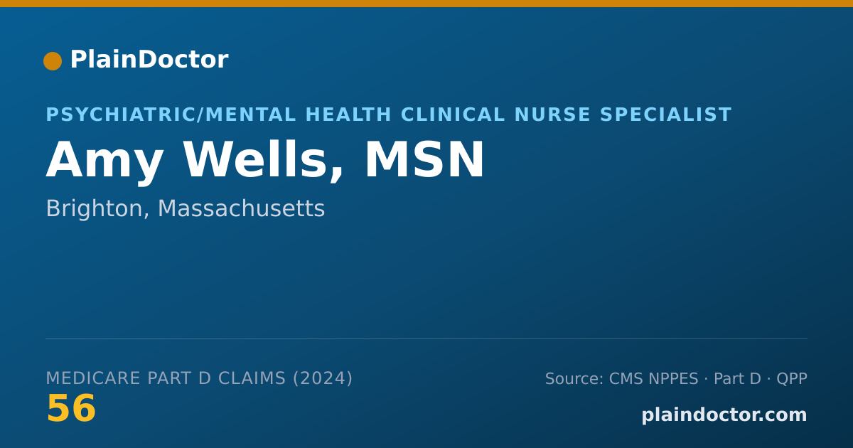 Shareable card for Amy Wells, MSN - Psychiatric/Mental Health Clinical Nurse Specialist, Brighton, MA