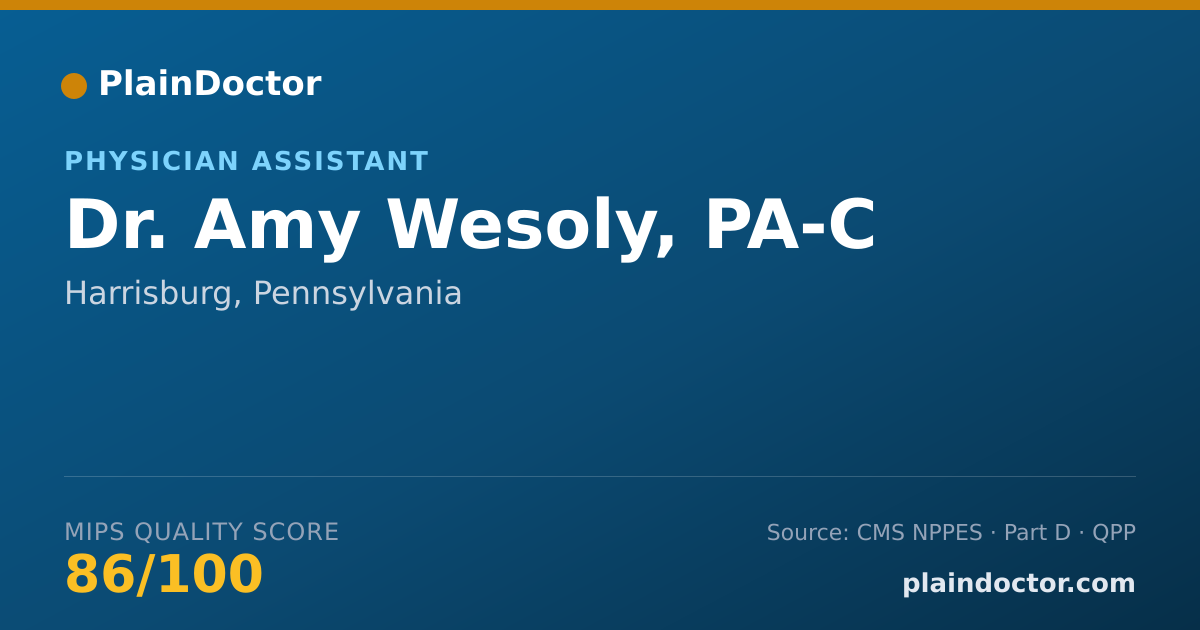 Shareable card for Amy Wesoly, PA-C - Physician Assistant, Harrisburg, PA