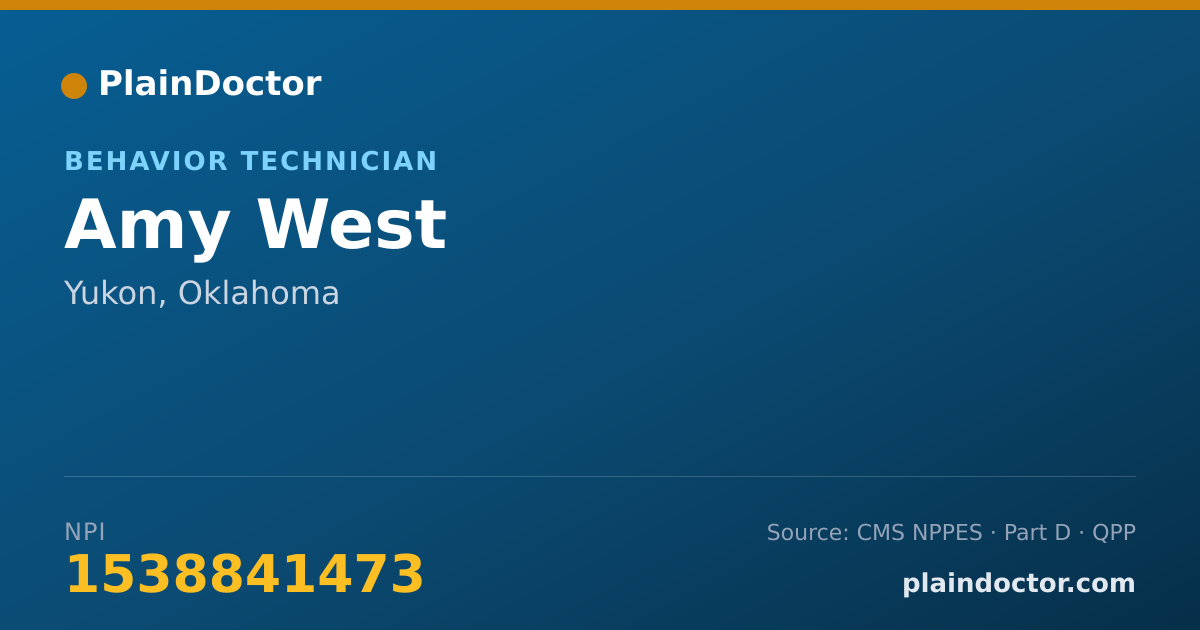 Shareable card for Amy West - Behavior Technician, Yukon, OK