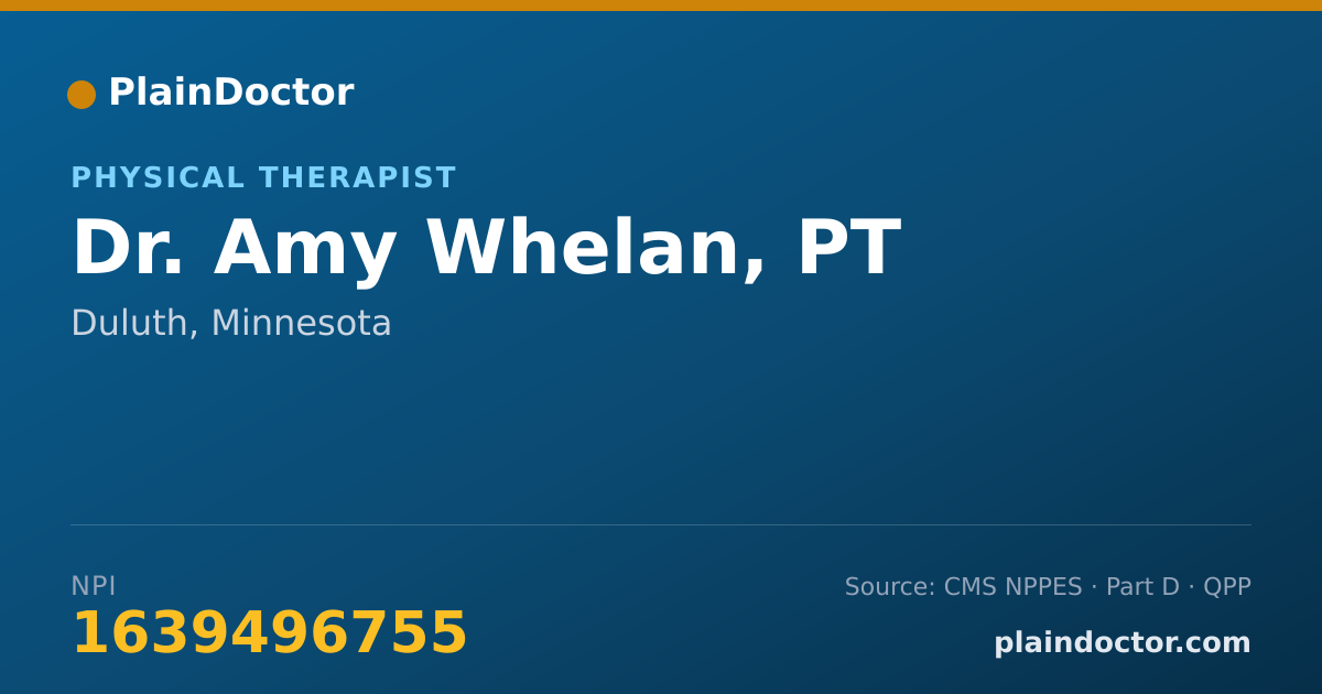 Shareable card for Amy Whelan, PT - Physical Therapist, Duluth, MN