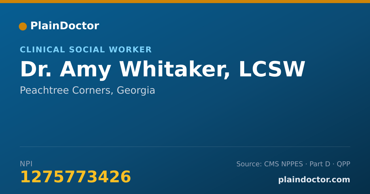 Shareable card for Amy Whitaker, LCSW - Clinical Social Worker, Peachtree Corners, GA