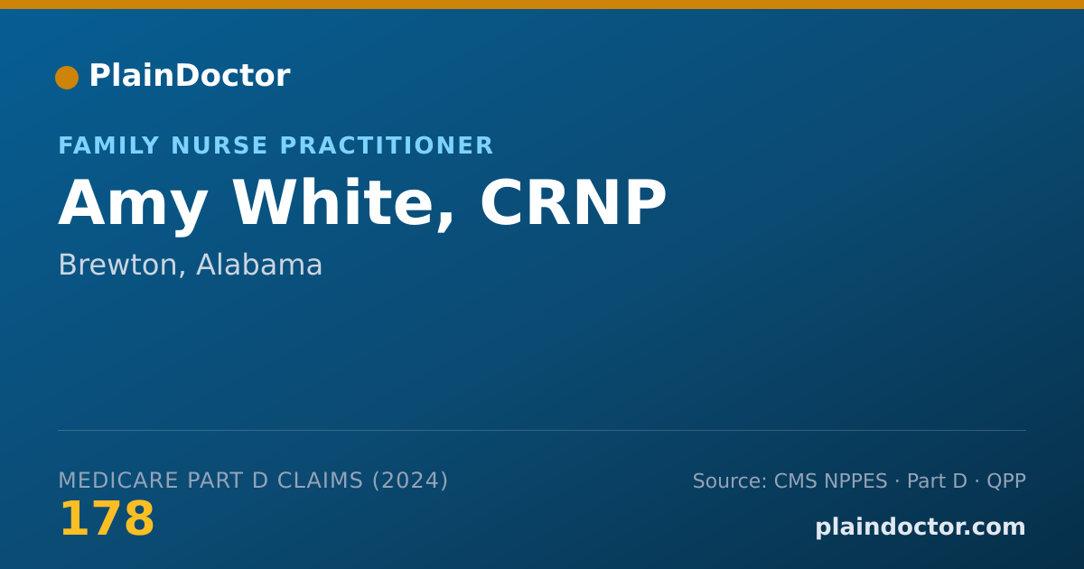 Shareable card for Amy White, CRNP - Family Nurse Practitioner, Brewton, AL