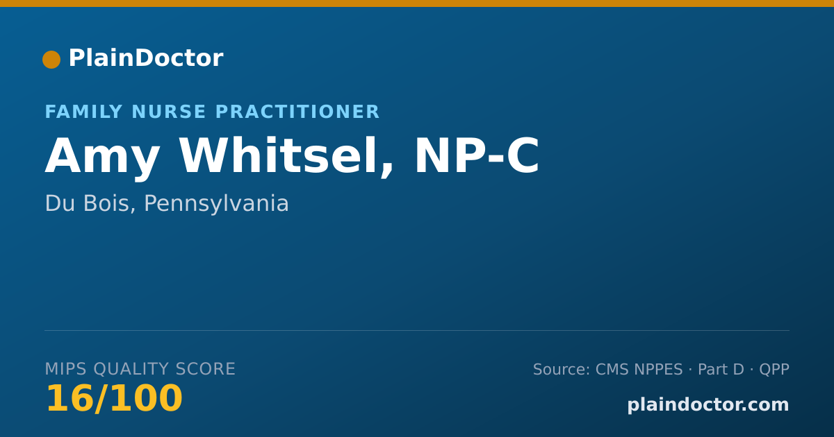 Shareable card for Amy Whitsel, NP-C - Family Nurse Practitioner, Du Bois, PA