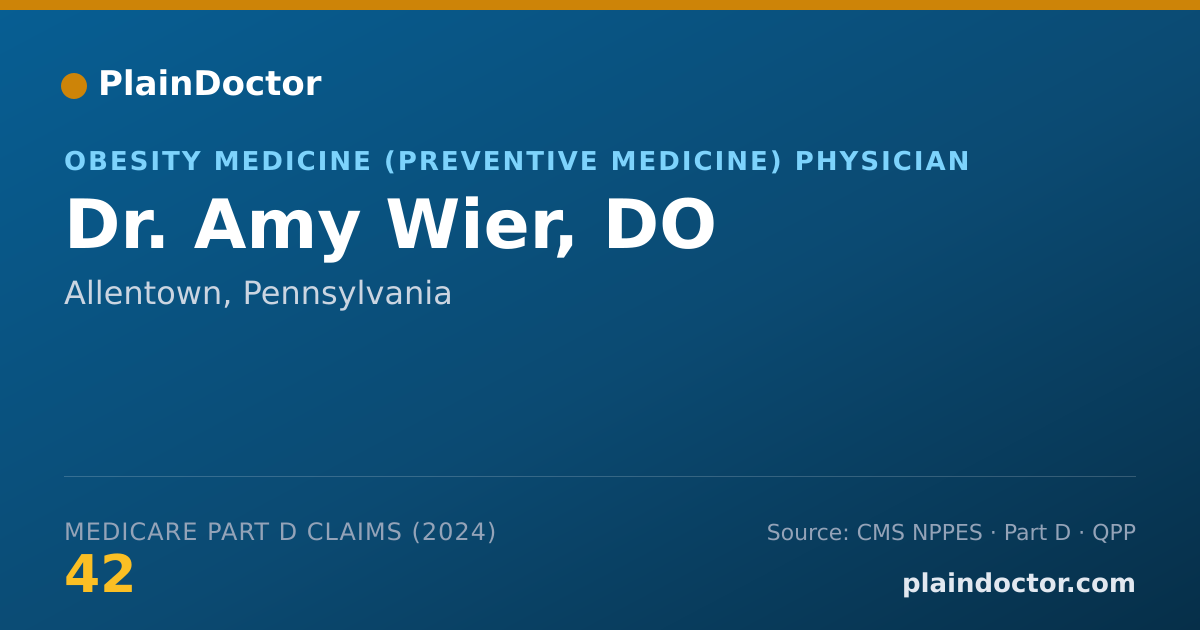 Shareable card for Amy Wier, DO - Obesity Medicine (Preventive Medicine) Physician, Allentown, PA