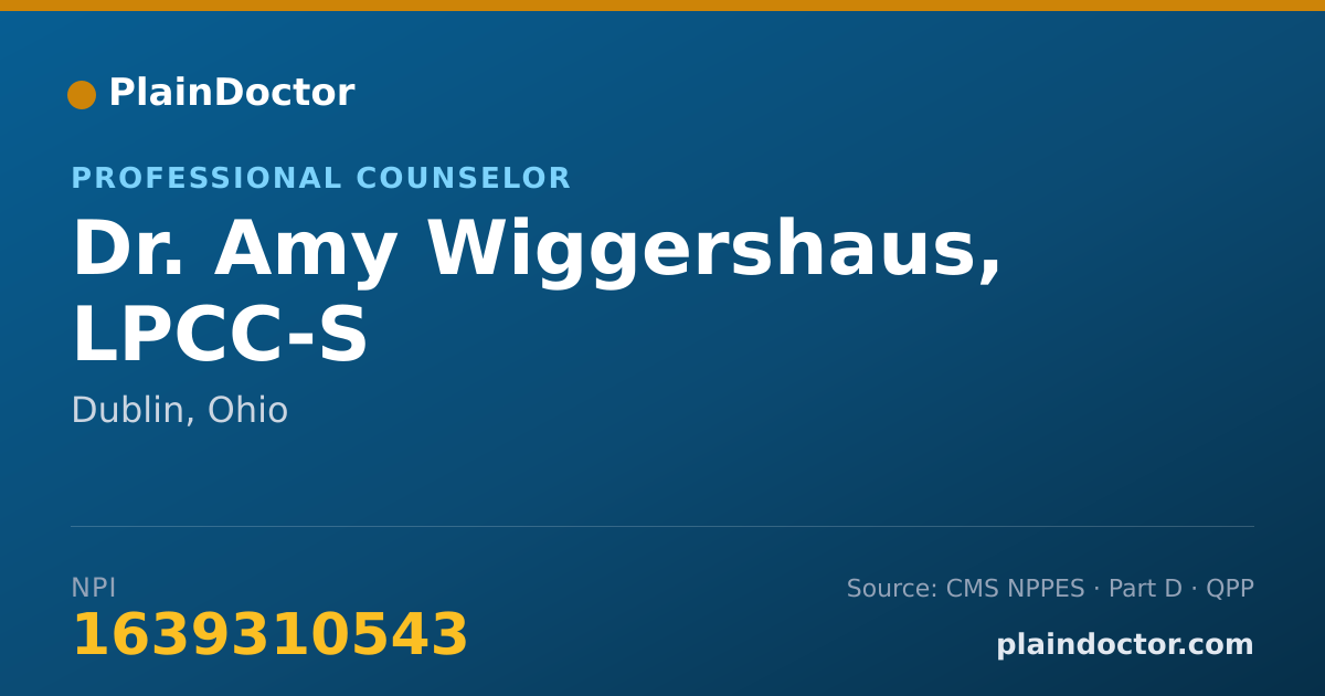Shareable card for Amy Wiggershaus, LPCC-S - Professional Counselor, Dublin, OH