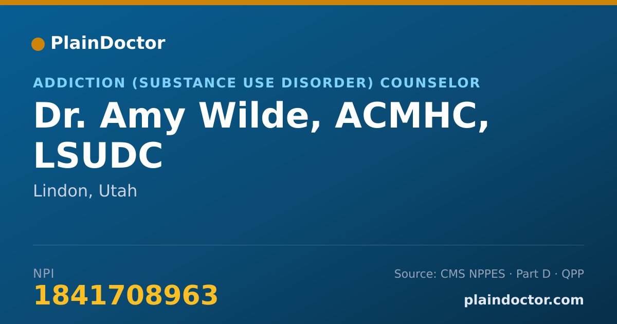 Shareable card for Amy Wilde, ACMHC, LSUDC - Addiction (Substance Use Disorder) Counselor, Lindon, UT