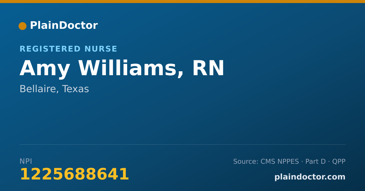 Shareable card for Amy Williams, RN - Registered Nurse, Bellaire, TX