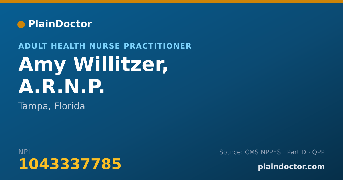 Shareable card for Amy Willitzer, A.R.N.P. - Adult Health Nurse Practitioner, Tampa, FL