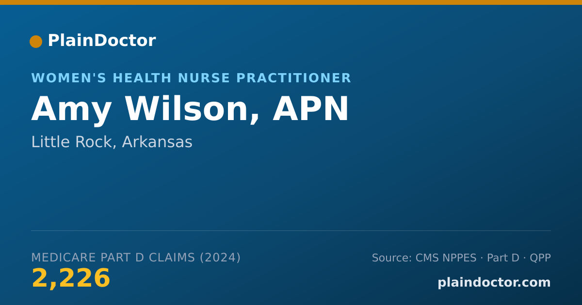 Shareable card for Amy Wilson, APN - Women's Health Nurse Practitioner, Little Rock, AR