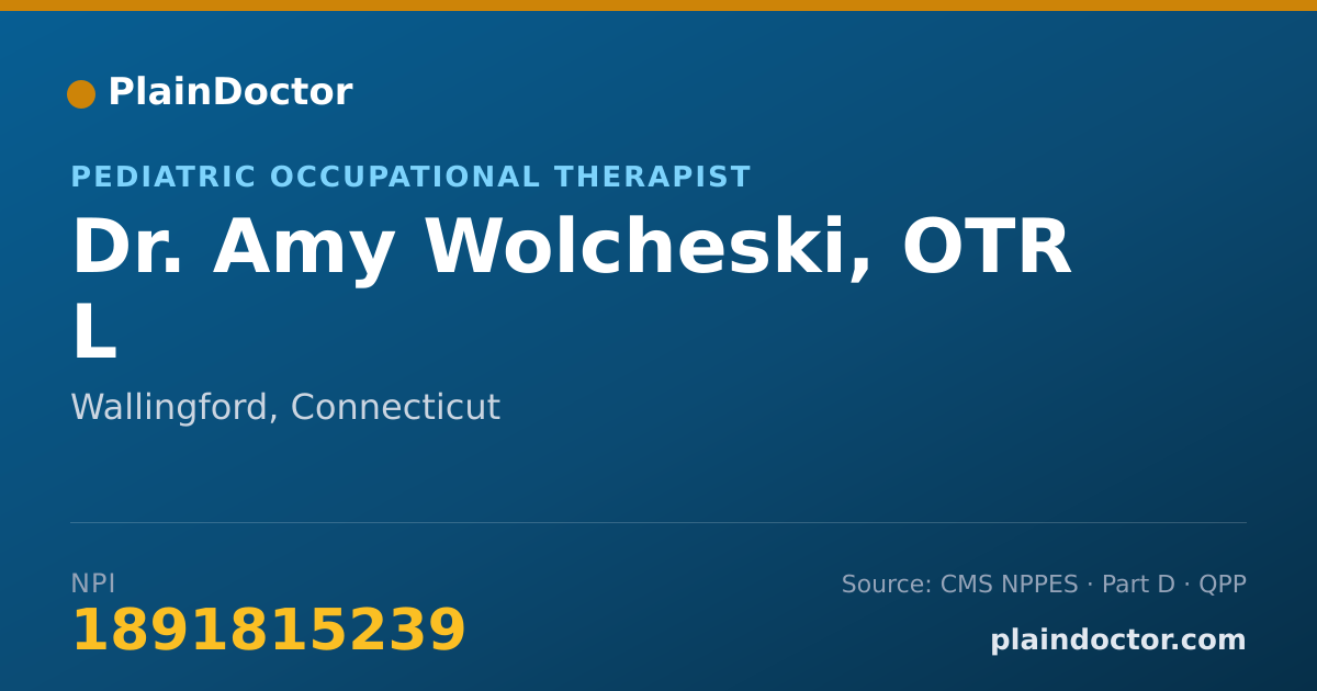 Shareable card for Amy Wolcheski, OTR L - Pediatric Occupational Therapist, Wallingford, CT