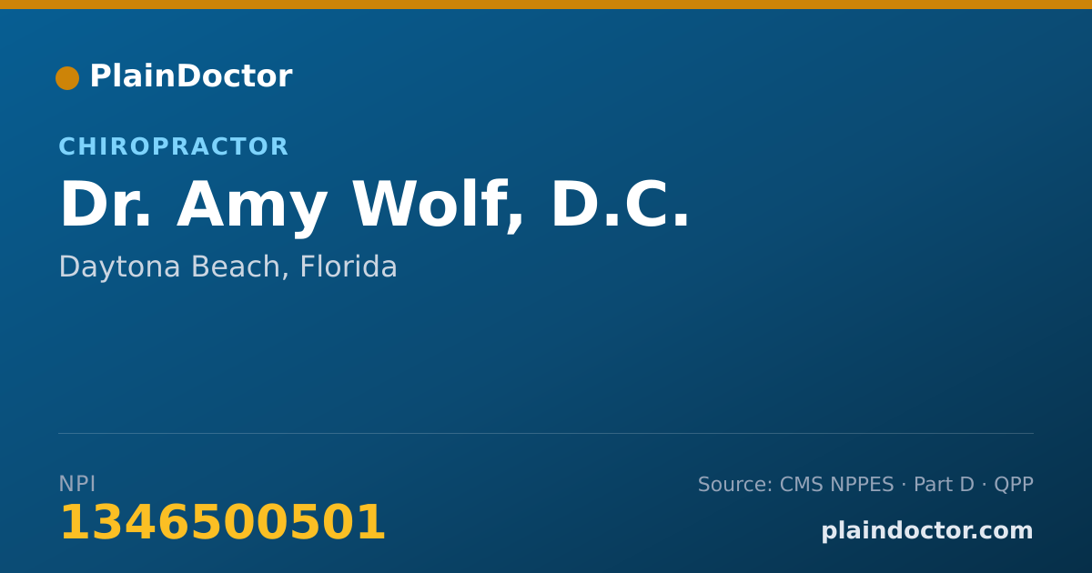 Shareable card for Amy Wolf, D.C. - Chiropractor, Daytona Beach, FL