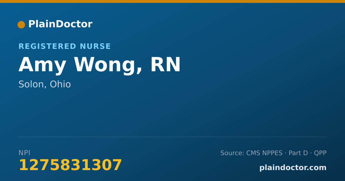 Shareable card for Amy Wong, RN - Registered Nurse, Solon, OH