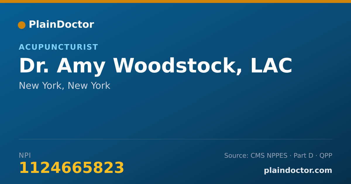 Shareable card for Amy Woodstock, LAC - Acupuncturist, New York, NY