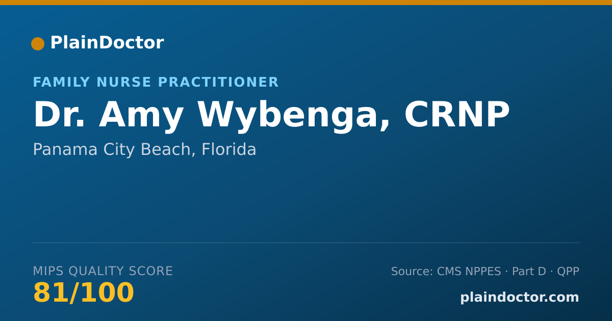 Shareable card for Amy Wybenga, CRNP - Family Nurse Practitioner, Panama City Beach, FL